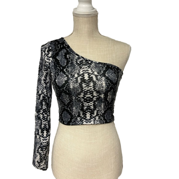 SHEIN Snake Print One Shoulder Top - Picture 1 of 4